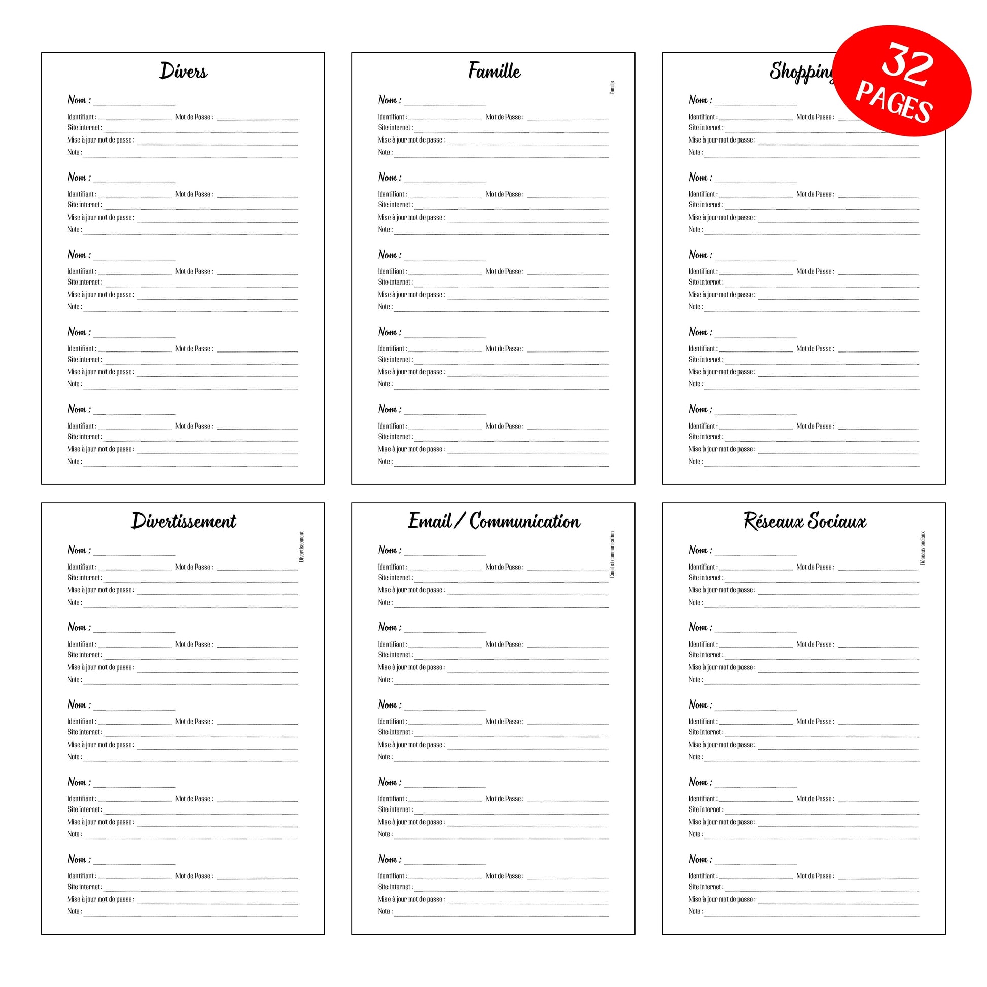 Mon Carnet de Mots de Passe Design d'Audrey