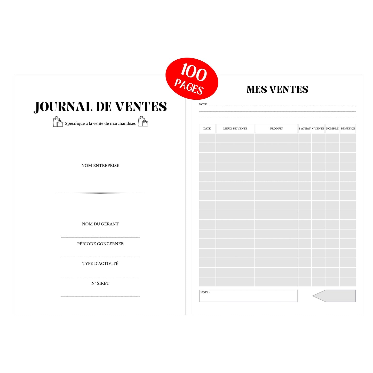 Carnet de Suivi des Ventes Design d'Audrey