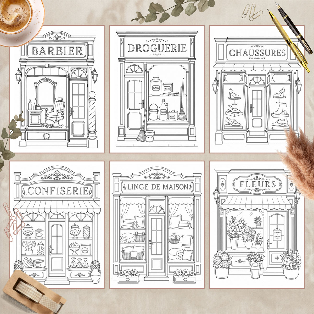 Coloriage Boutiques d'autrefois