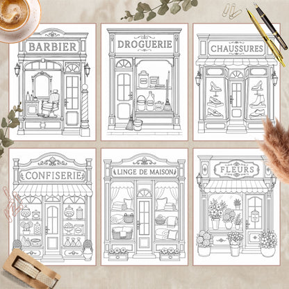 Coloriage Boutiques d'autrefois