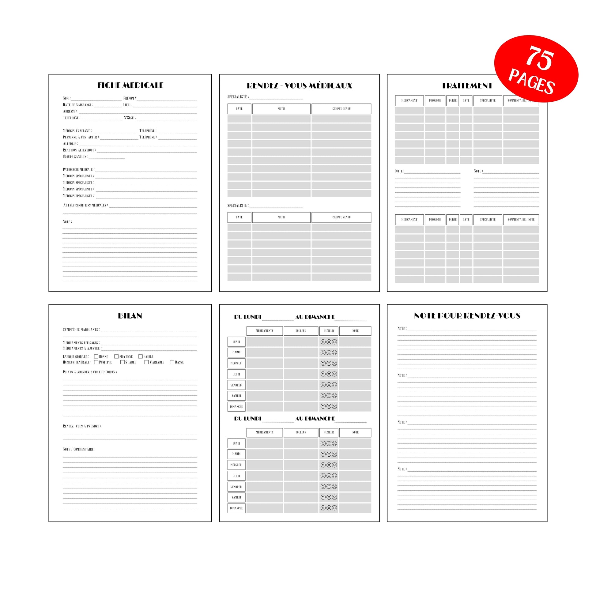 Mon Carnet de Suivi Santé Design d'Audrey