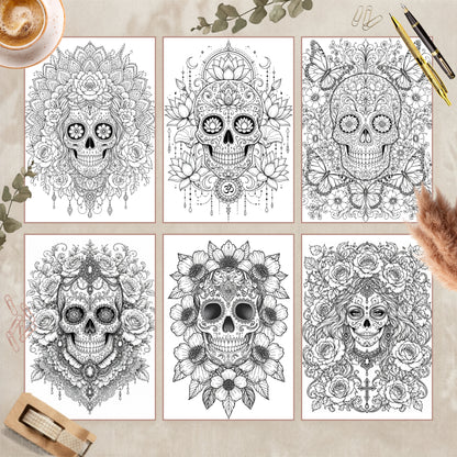 Coloriage Skulls et blossums