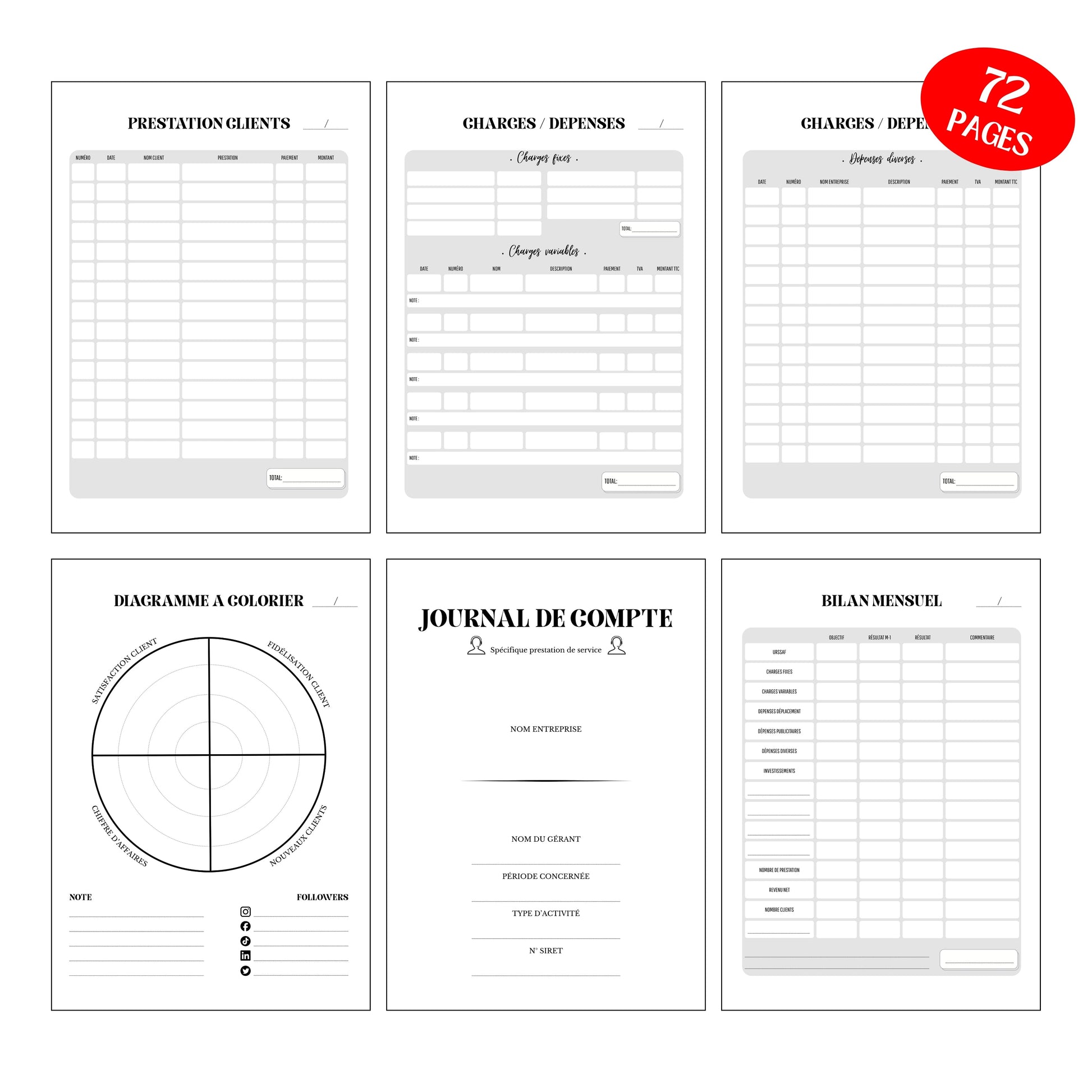 Journal de Compte "Prestation" Design d'Audrey