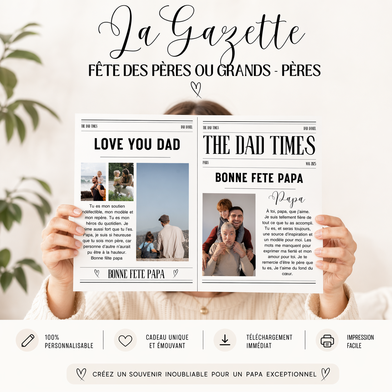 Gazette personnalisable fête des pères