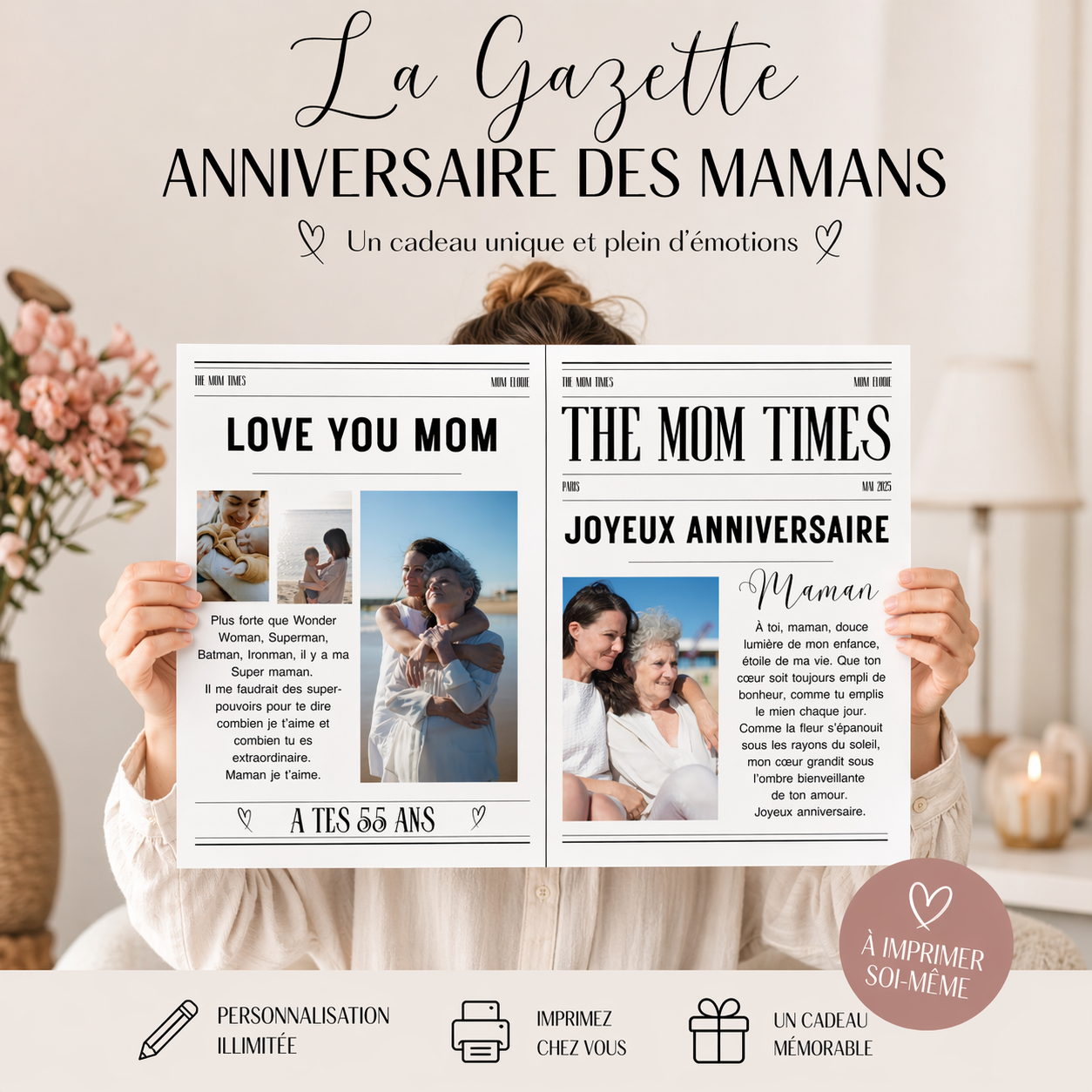 Gazette personnalisée anniversaire des mères
