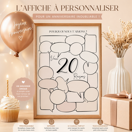 Affiche anniversaire humour 20 ans