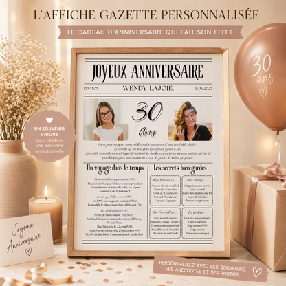 Affiche anniversaire style gazette