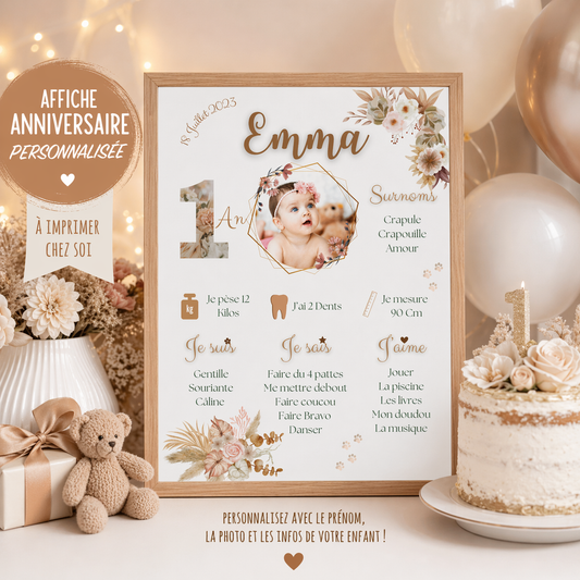 Affiche anniversaire florale