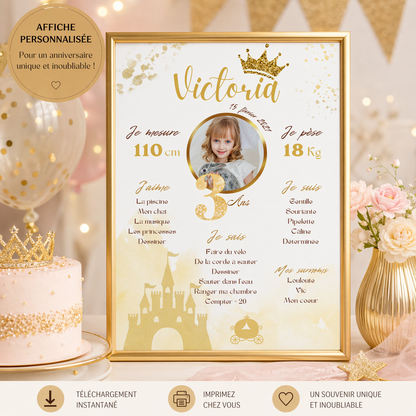 Affiche anniversaire princesse