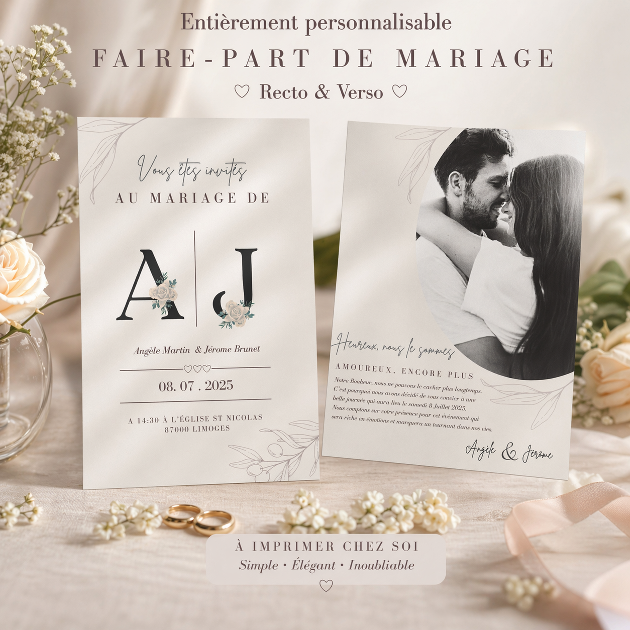 Faire-part de Mariage personnalisé