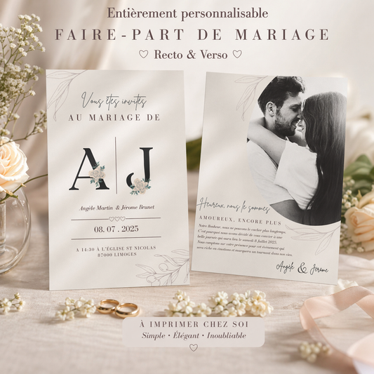 Faire-part de Mariage personnalisé