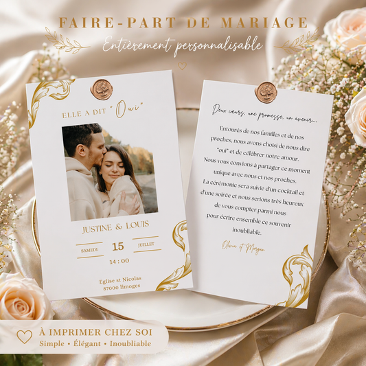 Faire-part de Mariage personnalisé