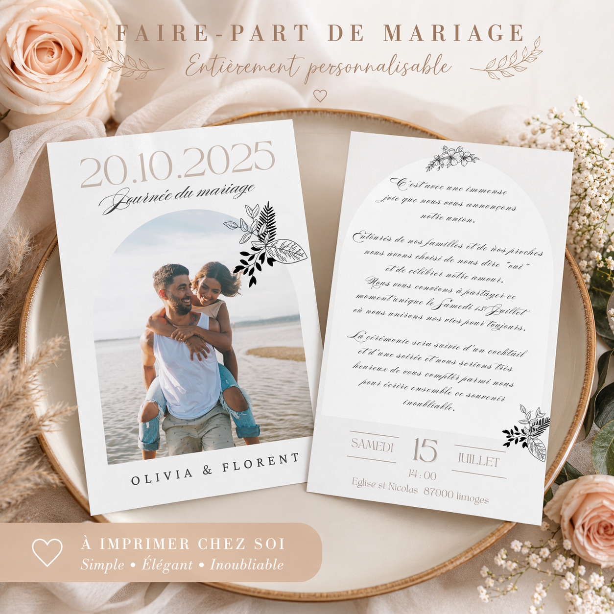 Faire-part de Mariage personnalisé