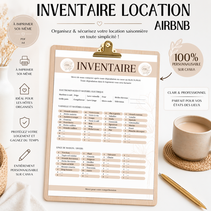 Fiche Inventaire Airbnb personnalisable