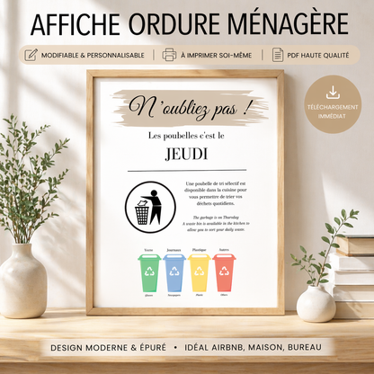 Affiche Ordure ménagère AIRBNB