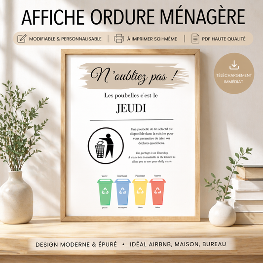 Affiche Ordure ménagère AIRBNB