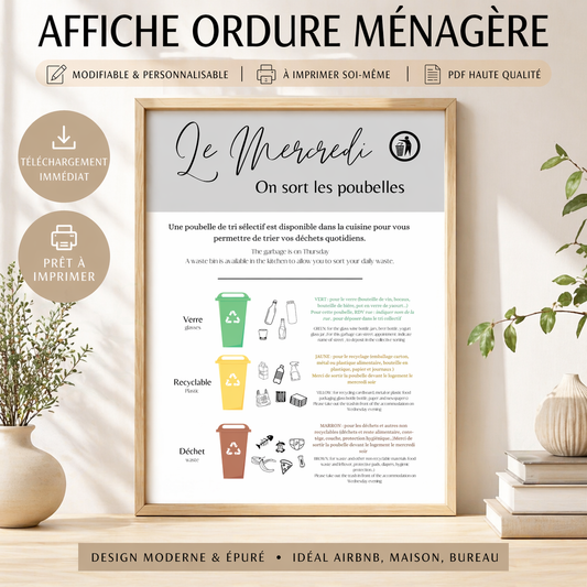 Affiche Ordure ménagère AIRBNB