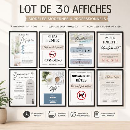 Lot 30 Affiches d'informations AIRBNB