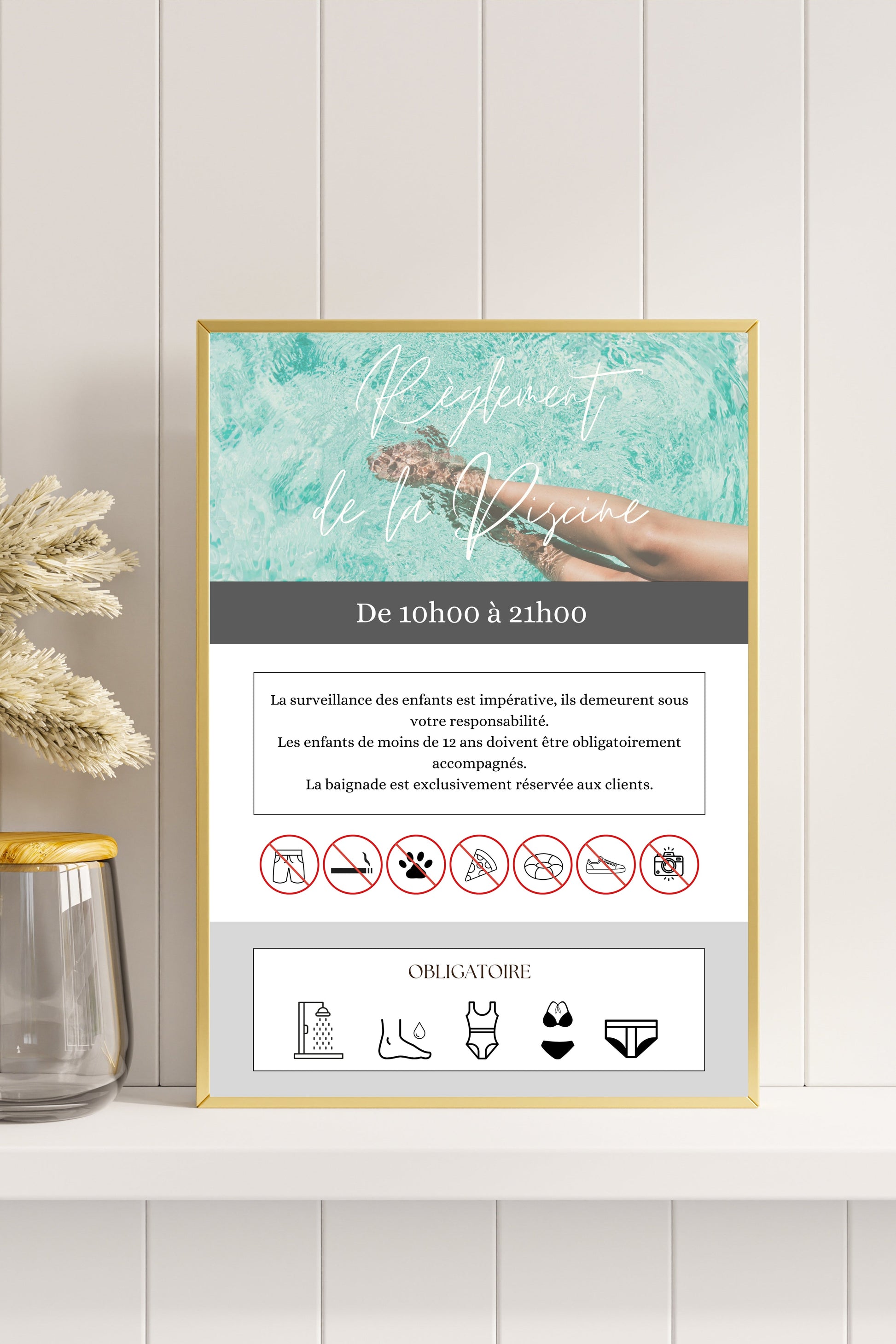 Affiche règlement Piscine Design d'Audrey