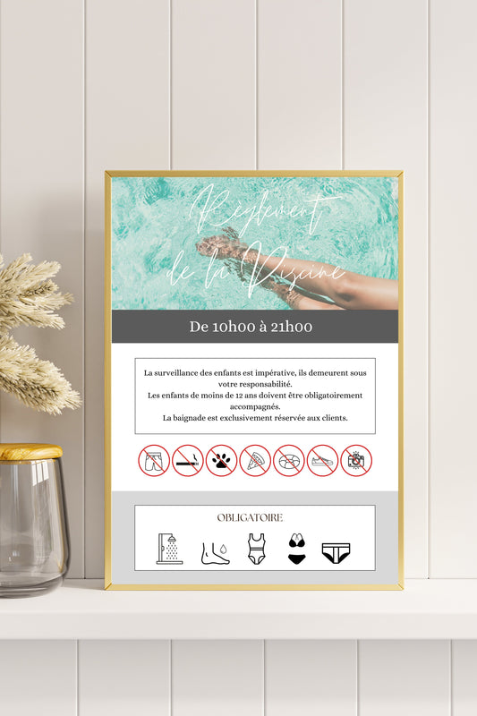 Affiche règlement Piscine Design d'Audrey