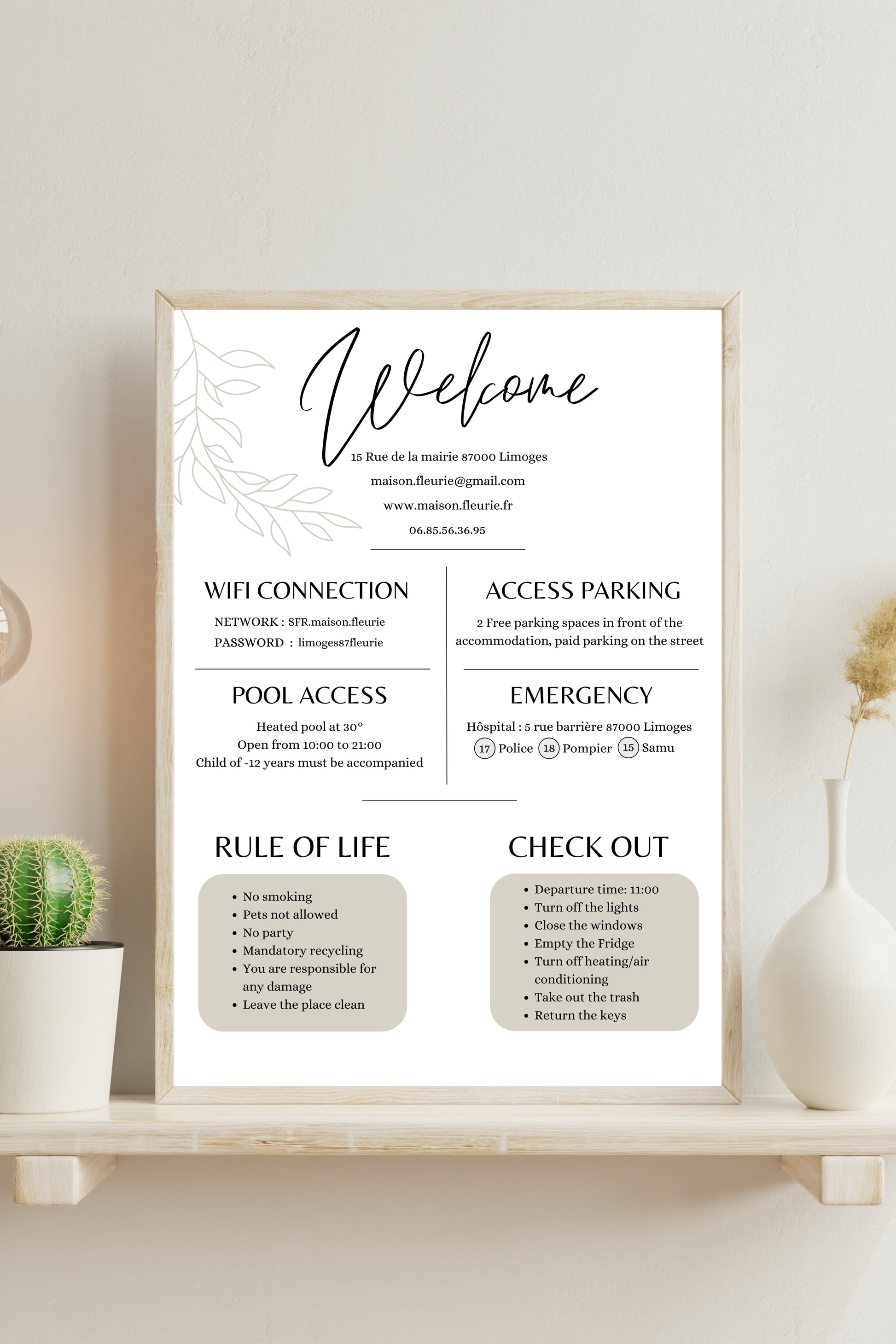 Affiche de bienvenue Design d'Audrey