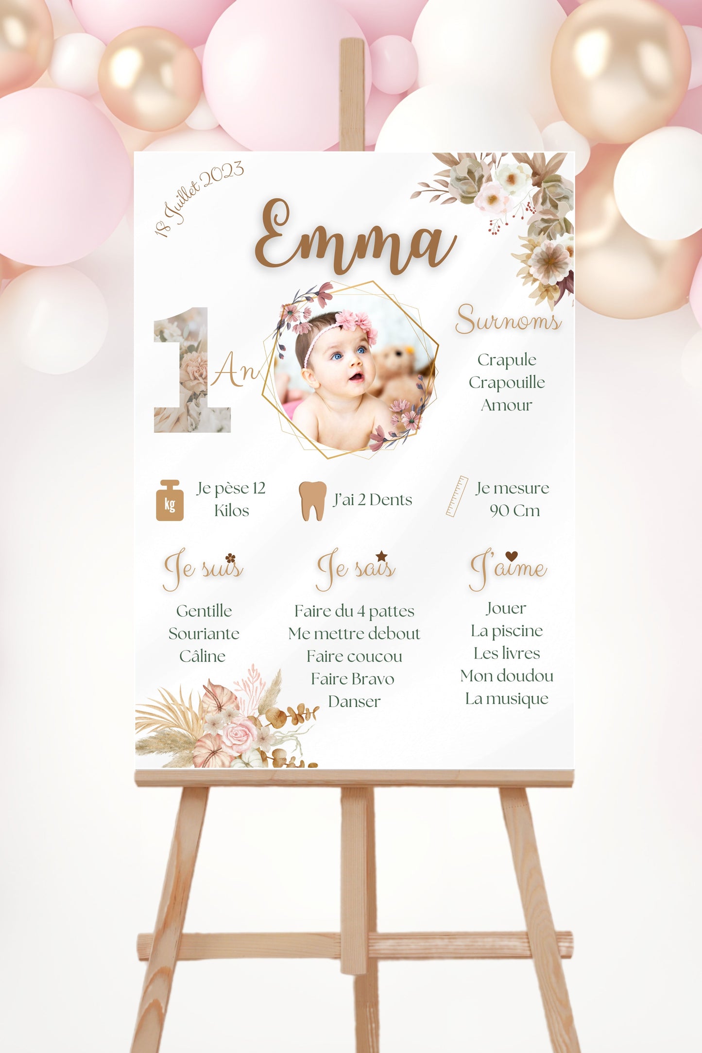 Affiche anniversaire florale Design d'Audrey