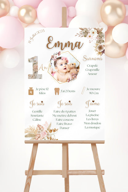 Affiche anniversaire florale Design d'Audrey