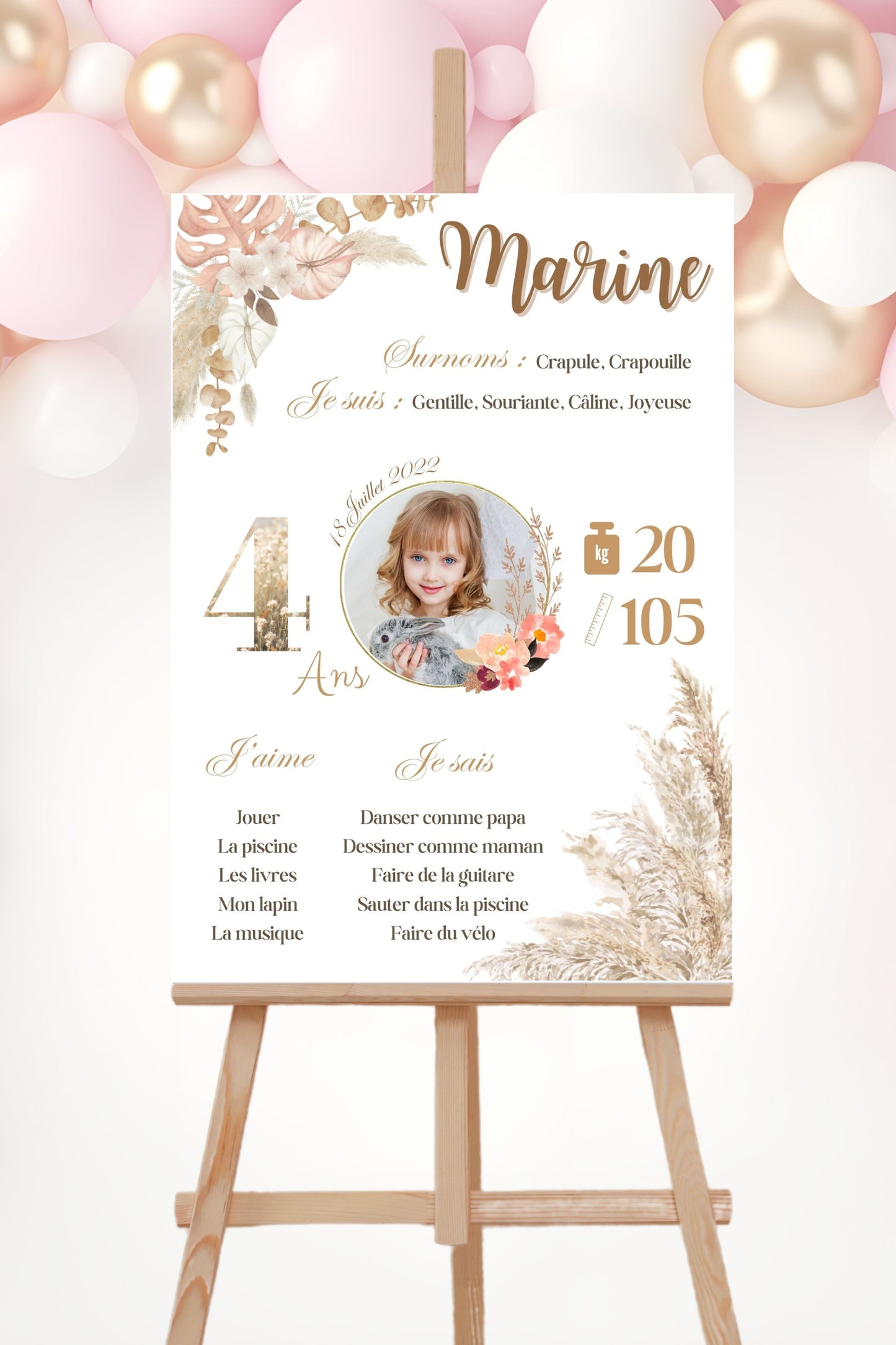 Affiche anniversaire Florale Design d'Audrey