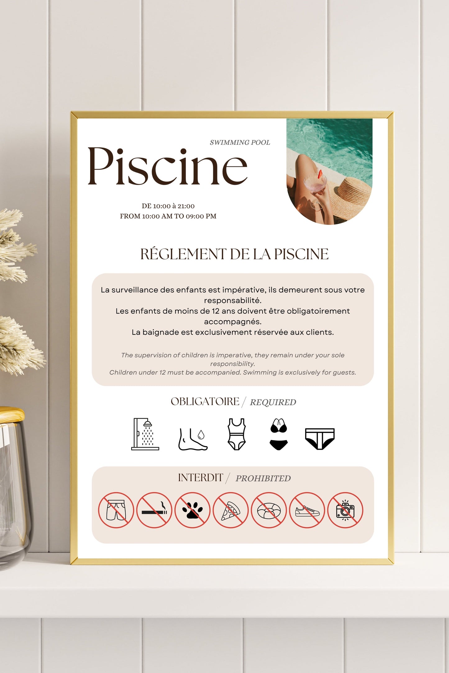 Affiche règlement Piscine Design d'Audrey