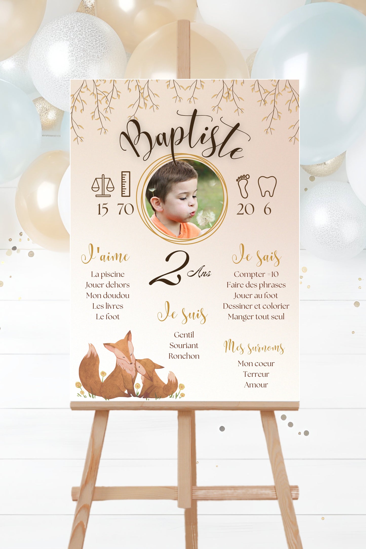 Affiche anniversaire renard Design d'Audrey