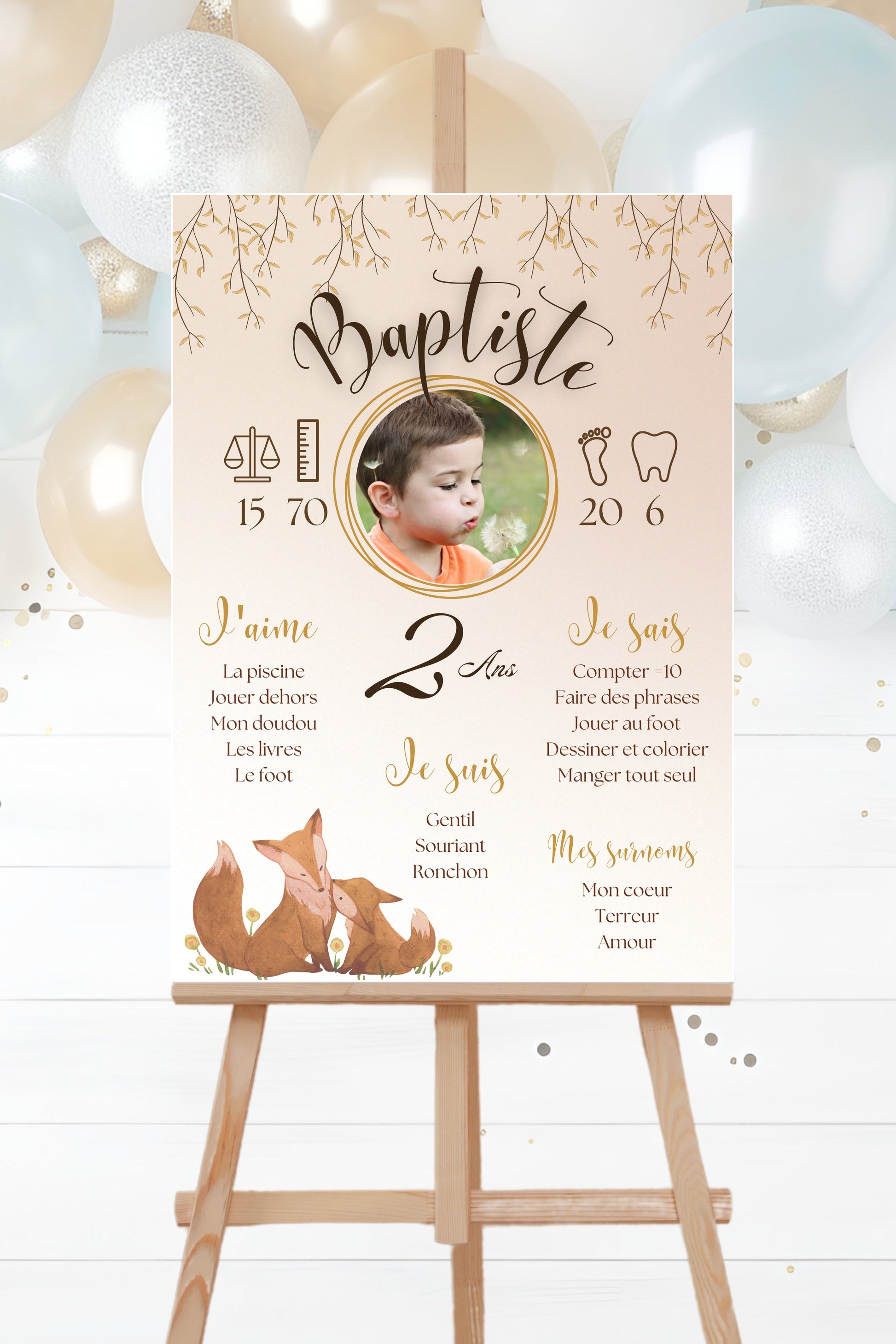 Affiche anniversaire renard Design d'Audrey