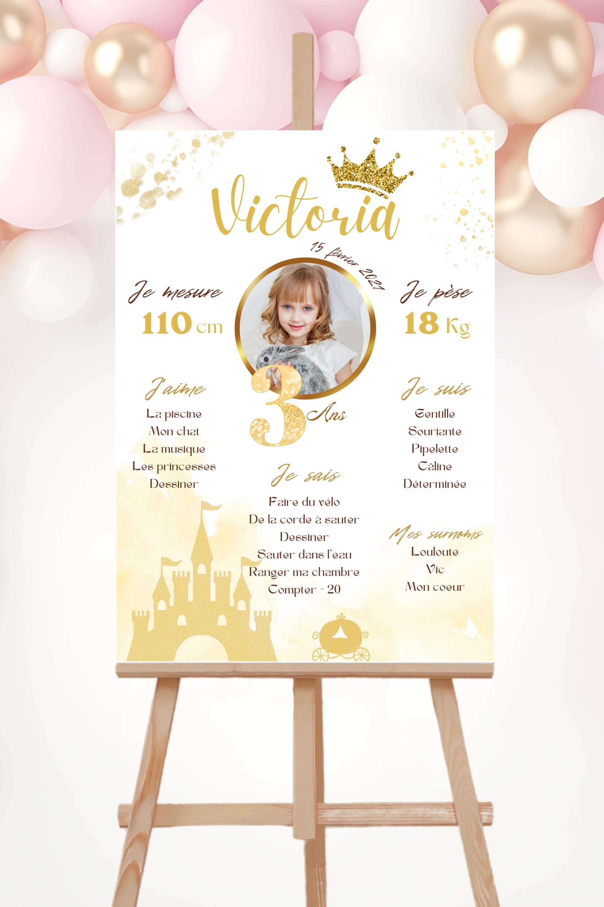 Affiche anniversaire princesse Design d'Audrey