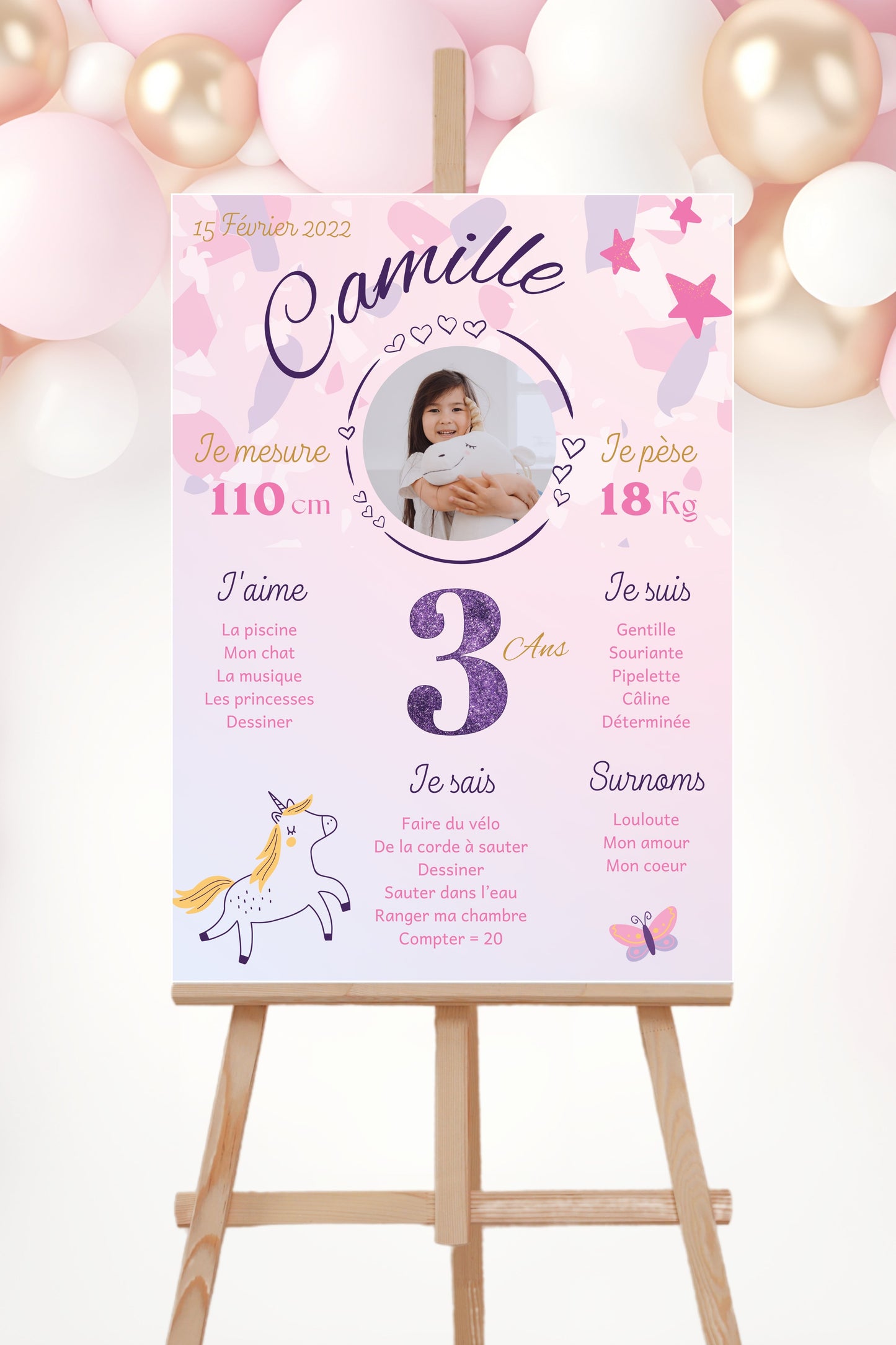 Affiche anniversaire Licorne Design d'Audrey