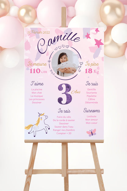 Affiche anniversaire Licorne Design d'Audrey