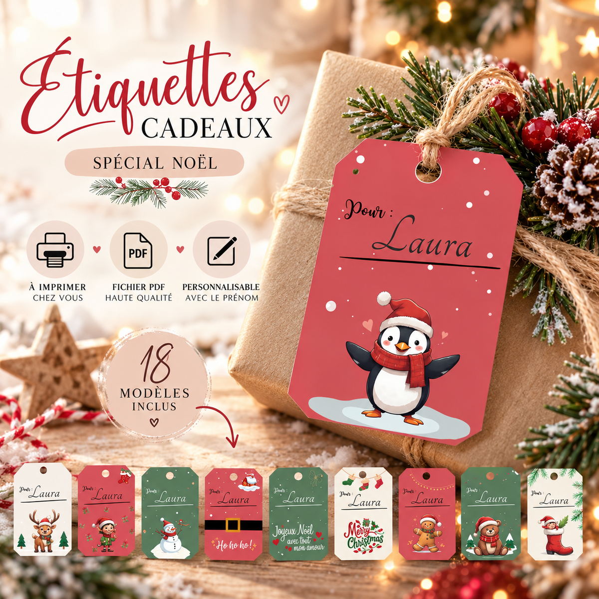 Étiquettes cadeaux de Noël
