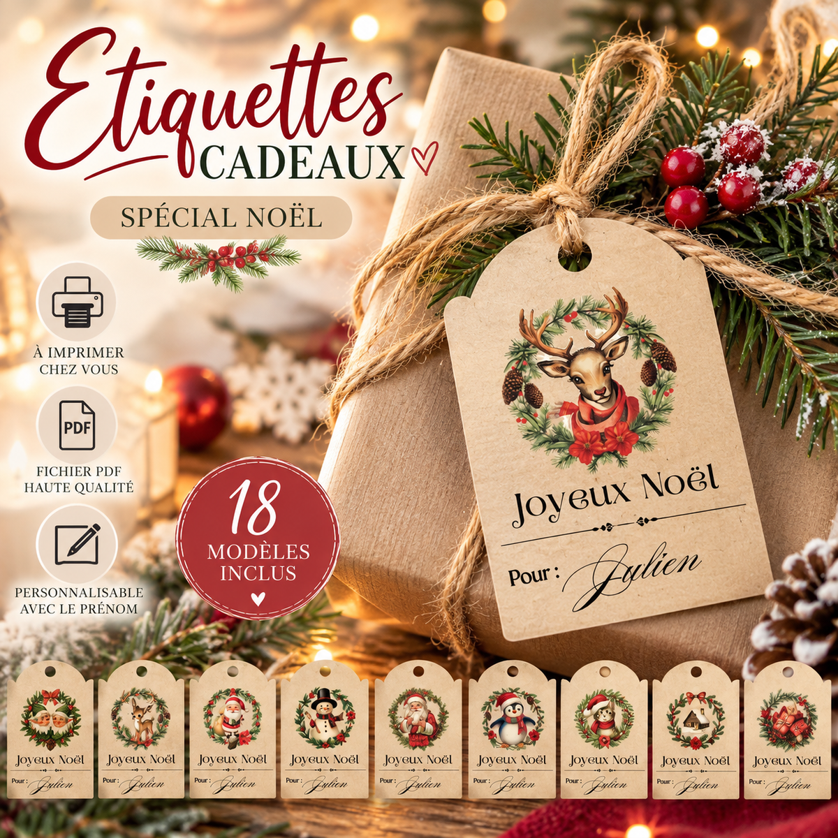 Étiquettes cadeaux de Noël