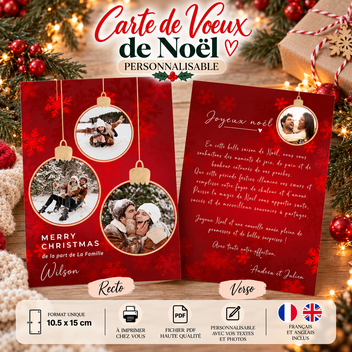Carte de vœux Noël