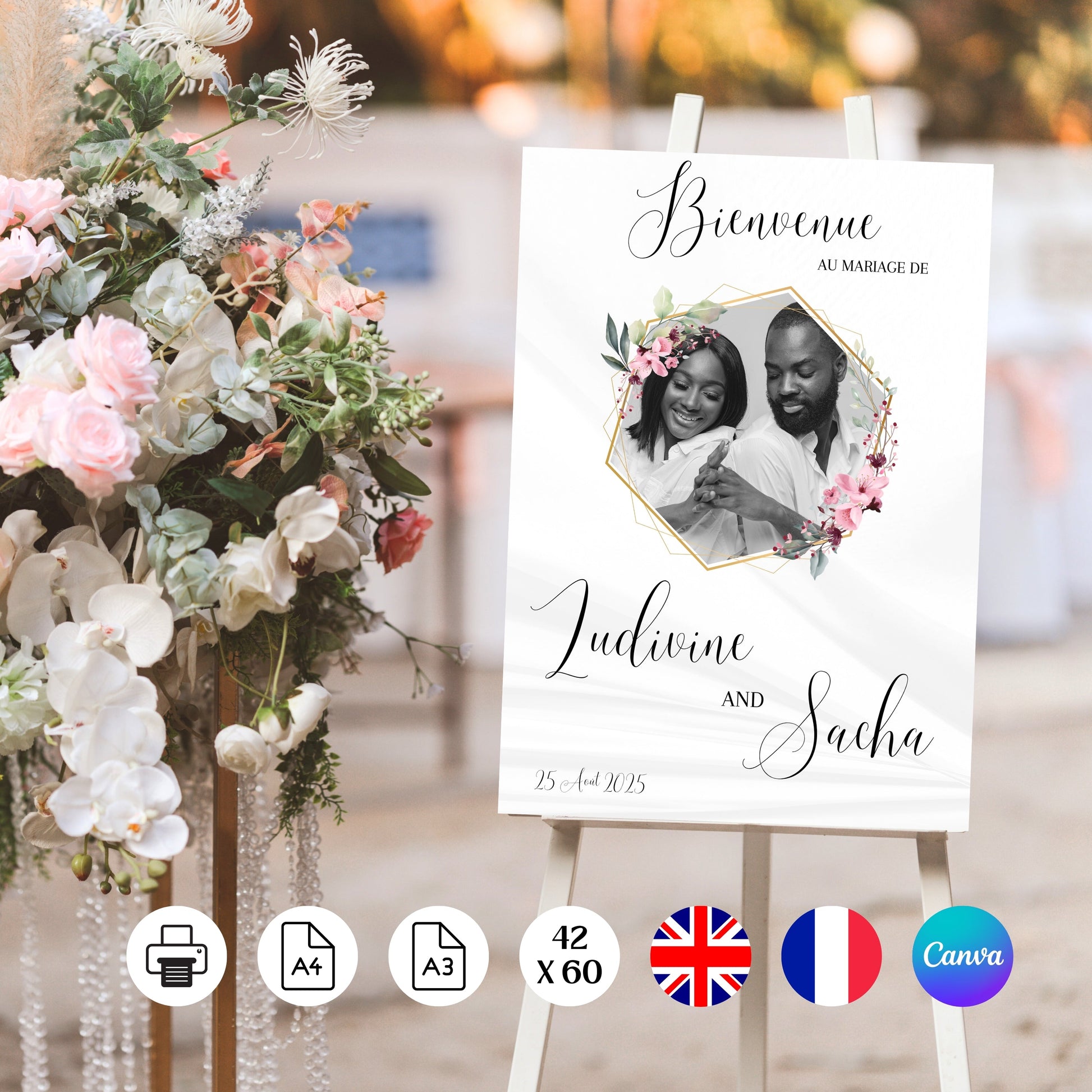 Affiche bienvenue Mariage Design d'Audrey