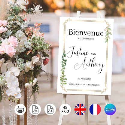 Affiche bienvenue Mariage Design d'Audrey