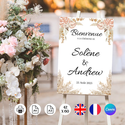 Affiche bienvenue Mariage Design d'Audrey