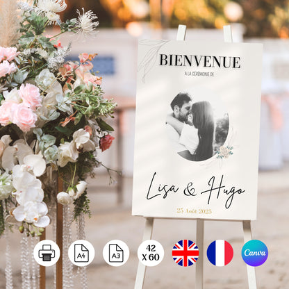 Affiche bienvenue Mariage Design d'Audrey