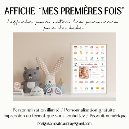 Affiche Mes Premières Fois de bébé