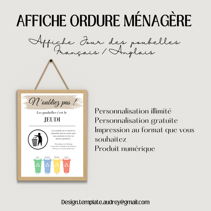 Affiche Ordure ménagère AIRBNB