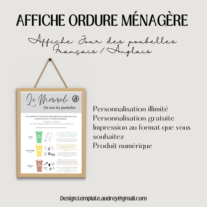 Affiche Ordure ménagère AIRBNB