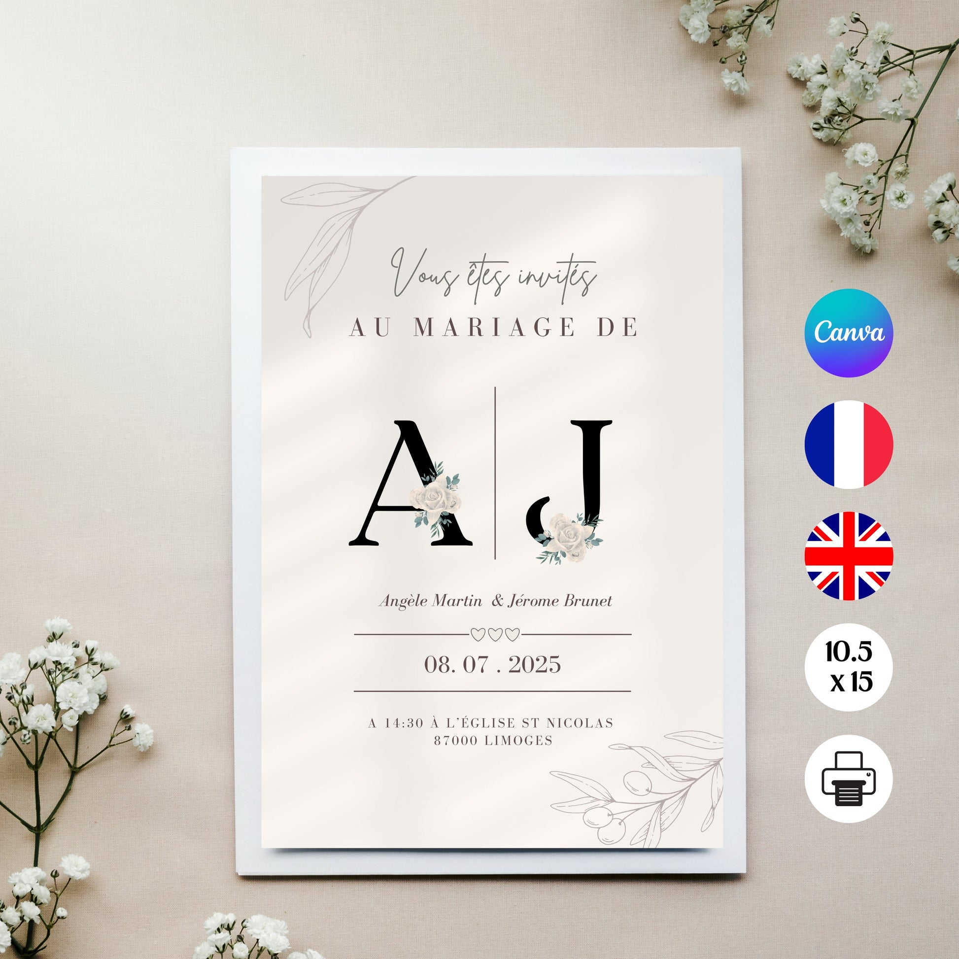 Faire-part de Mariage personnalisé Design d'Audrey