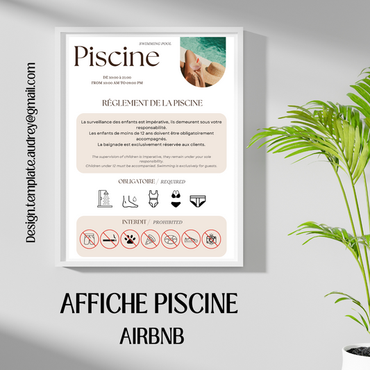 Affiche règlement Piscine Design d'Audrey