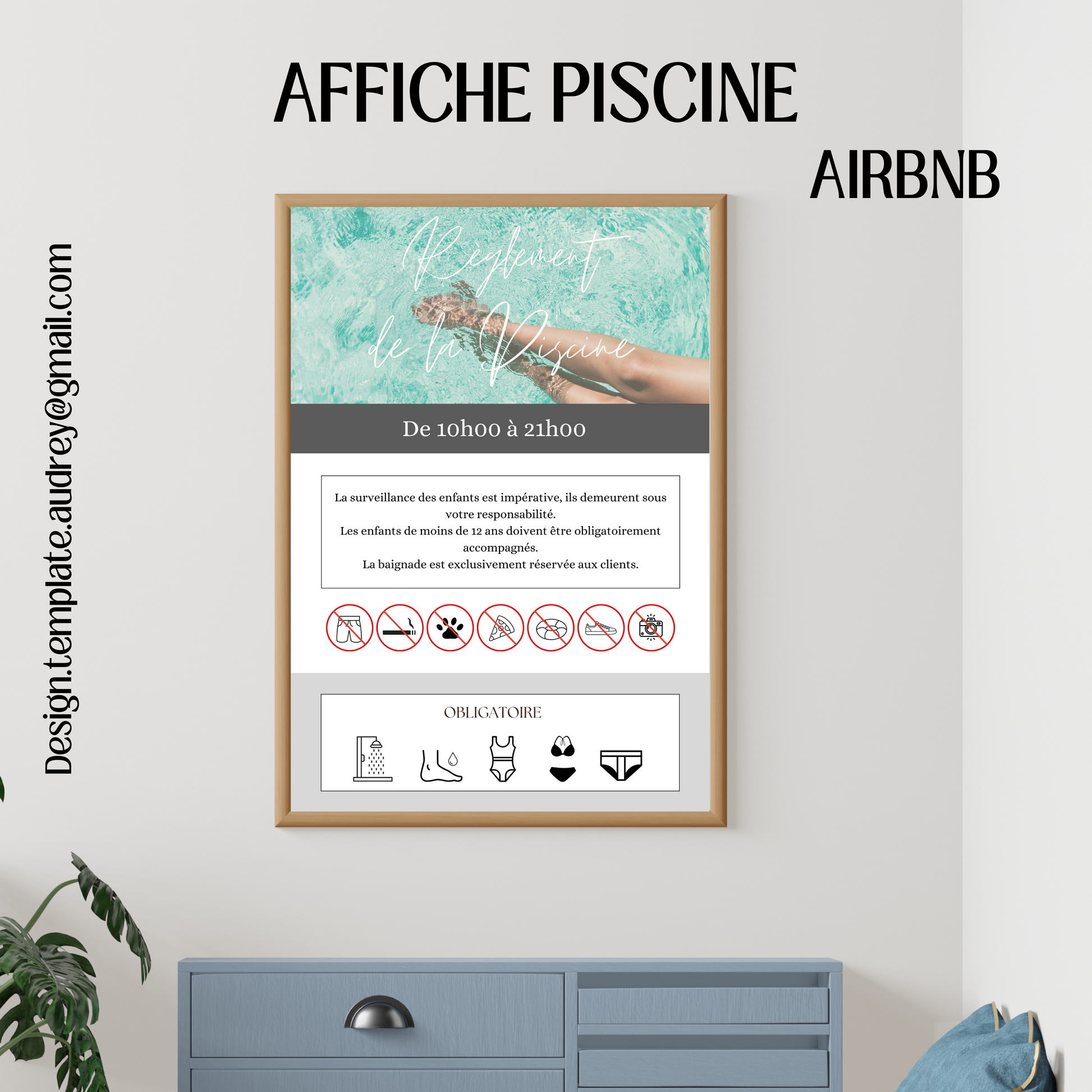 Affiche règlement Piscine Design d'Audrey