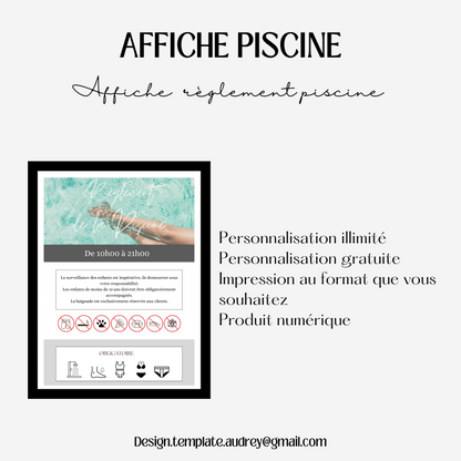 Affiche règlement Piscine Design d'Audrey