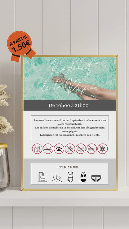 Affiche règlement Piscine